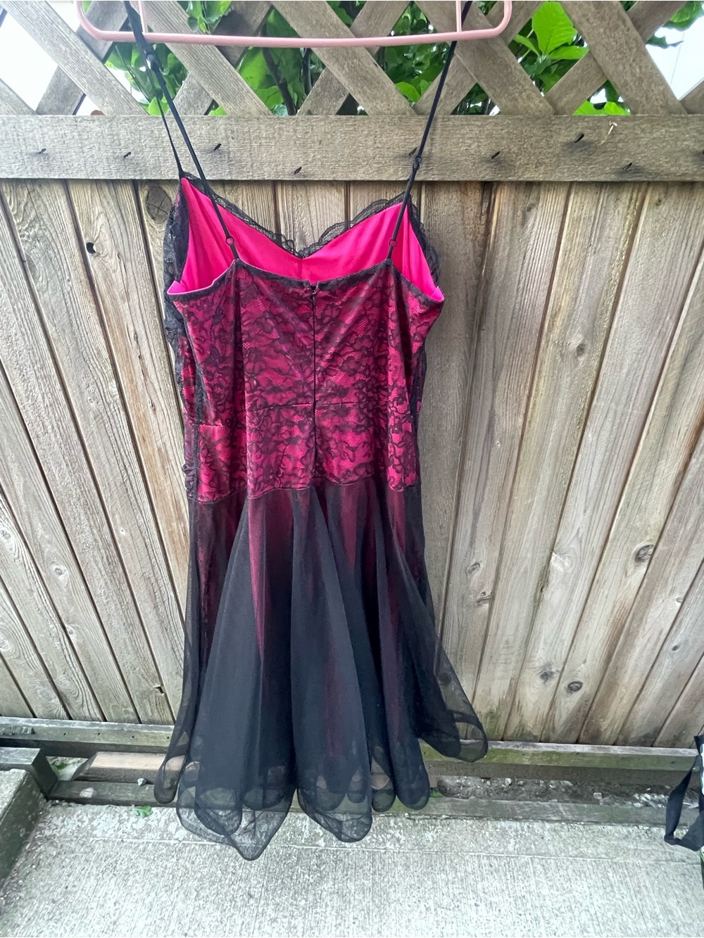 Betsey Johnson pink and Black Lace Midi drop waist Dress - Picture 2 of 5